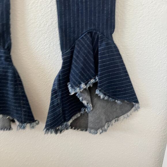 Citizens of Humanity Womens High Rise Striped Cropped Drew Flounce Sz 25 Bell - Picture 5 of 14